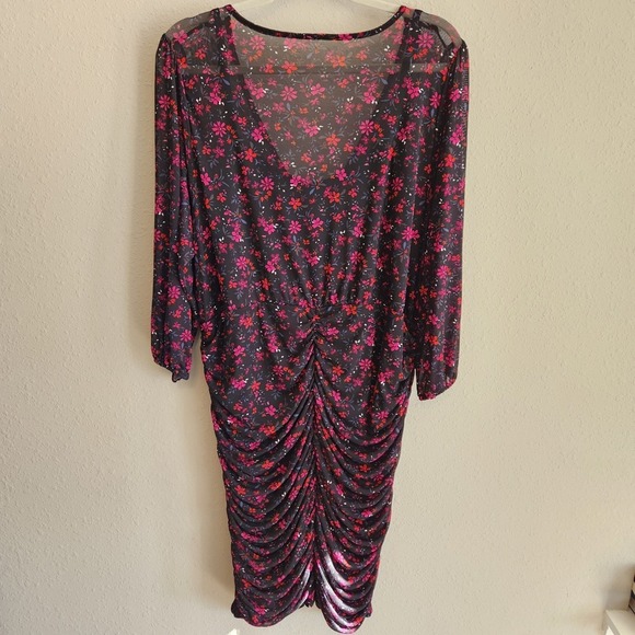 Torrid Mini Size 2X Mesh Button Floral Bodycon Dress - Picture 8 of 13